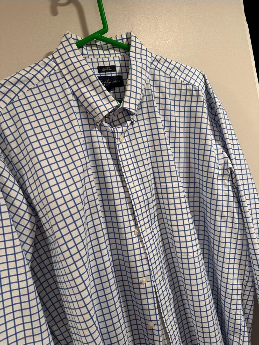 Joseph & Feiss Men's Non-Iron Dress Shirt - White & Navy Windowpane Check XL - Picture 5 of 14